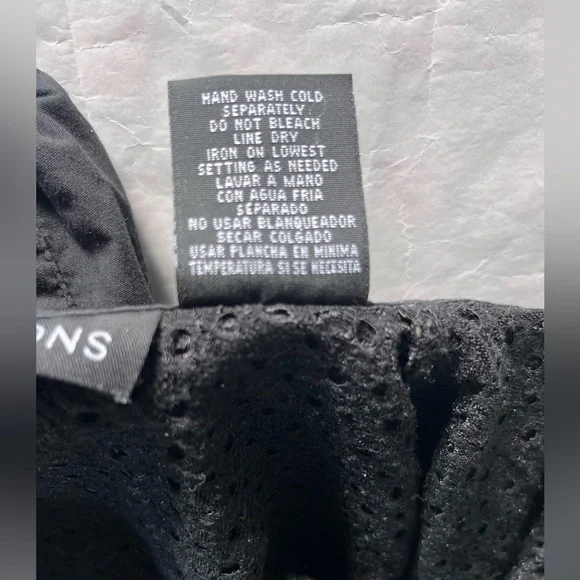 Black Textured Crinkle Full Zip Top Size Small S stretch w Collar 3/4 “ Sleeve - Picture 11 of 13